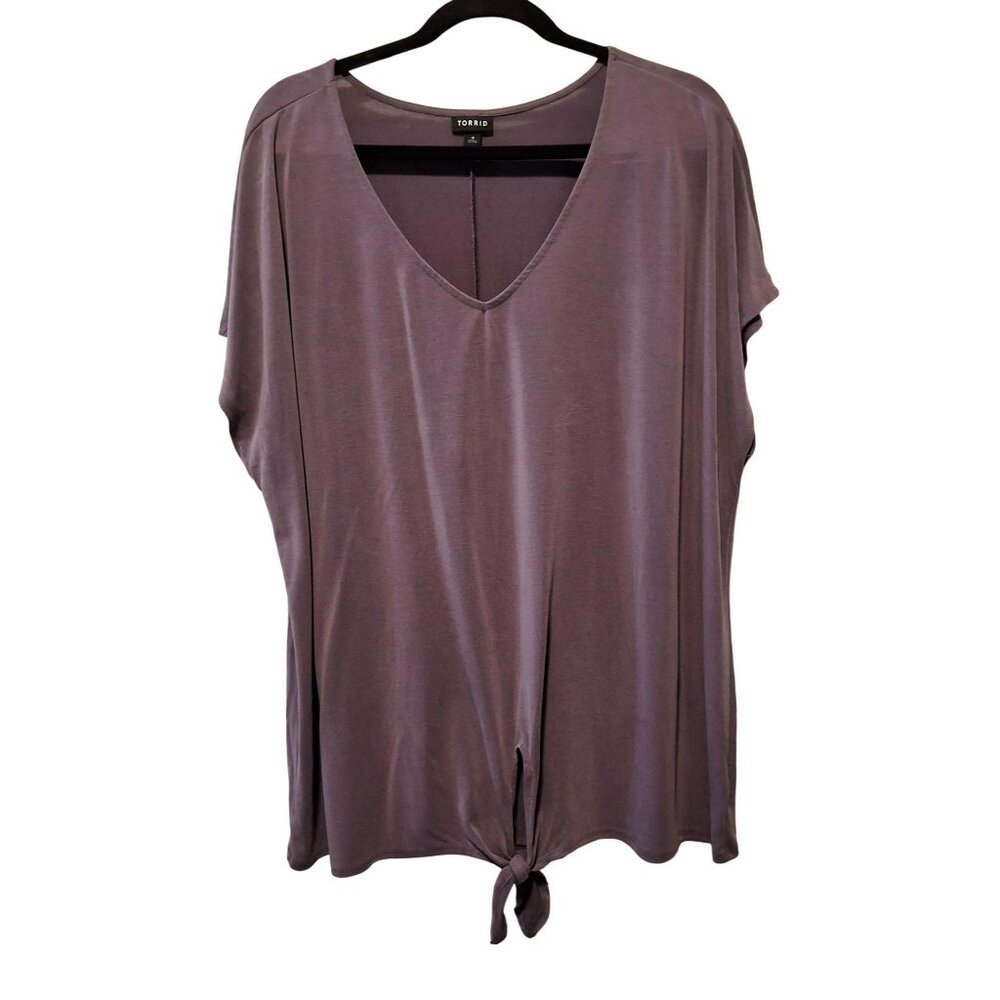 Torrid Womens Plus Size Tie-Front Top Size 3 Purple Modal & Polyester Blend Shor